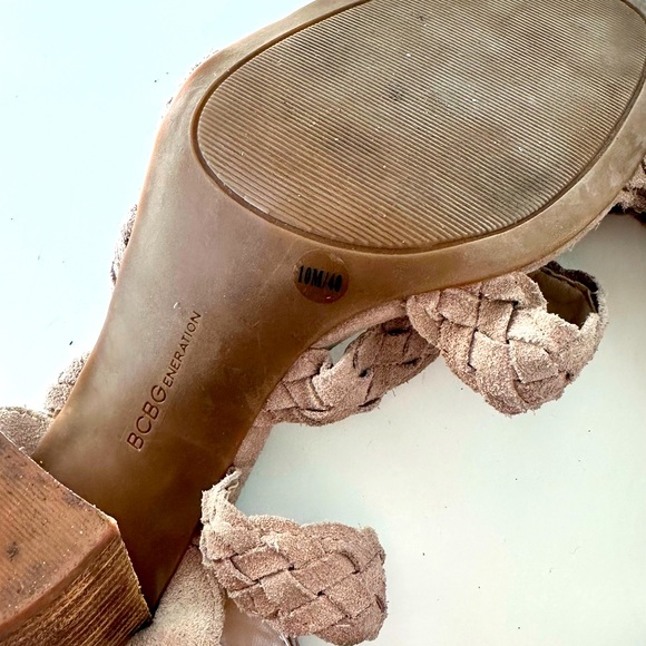 BCBG Strappy Swede Sandal Heels Thick Heel - Picture 5 of 8